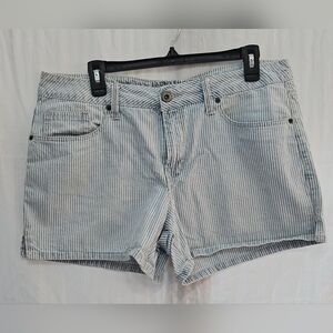 Faded Glory Shorts - Vintage Blue White Striped 2012 4" 5 Pocket Cotton- Size 14